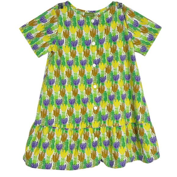 JIM THOMPSON 5Y Purple and Yellow Floral Printed Cotton Girl's Dress - Picture 1 of 6